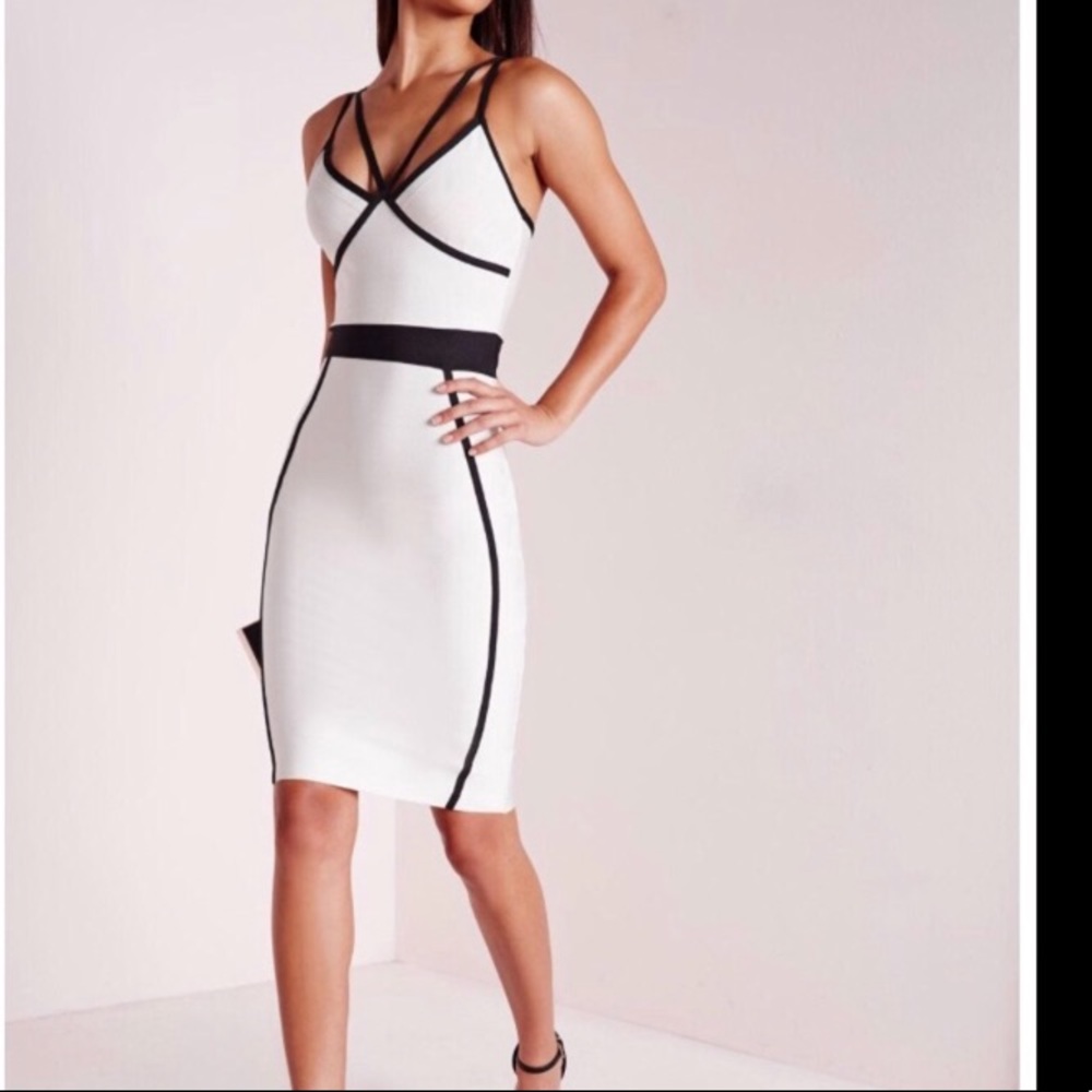 White and black bandage dress